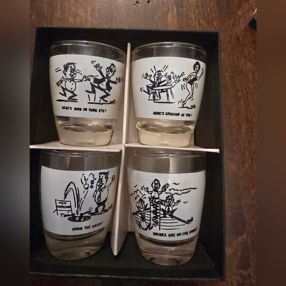 Anchor Hocking Midcentury Shot Glasses 4 Pk Original Box